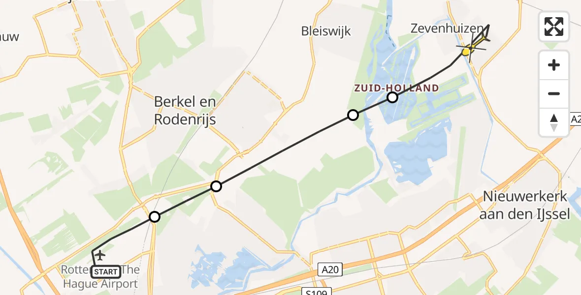 Routekaart van de vlucht: Lifeliner 2 naar Zevenhuizen, Doenkadepad