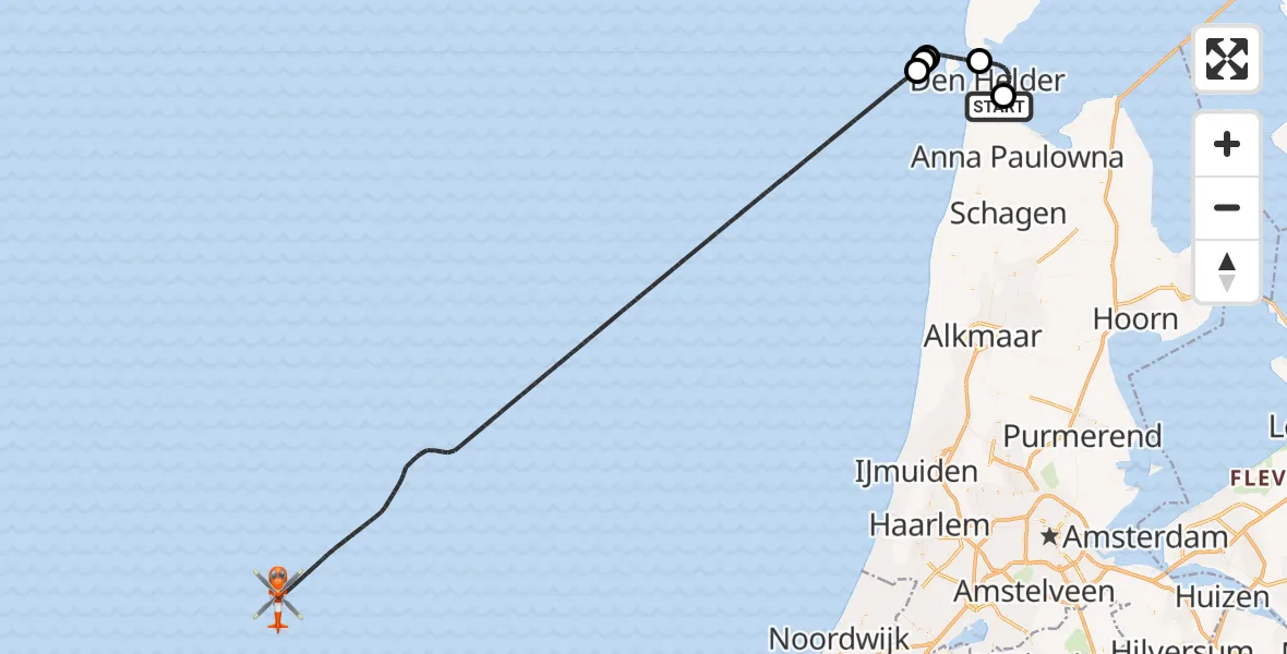 Vluchtroute Kustwachthelikopter Vliegveld De Kooy - , 25 september 2024, 17:01