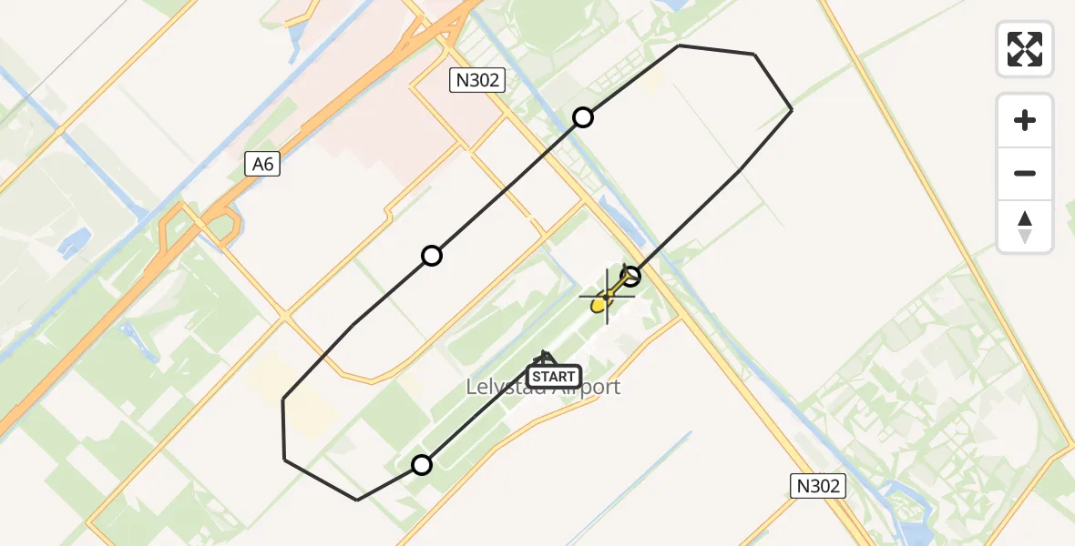 Routekaart van de vlucht: Traumaheli naar Lelystad Airport, Eendenweg