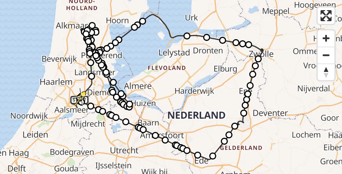 Routekaart van de vlucht: Politieheli naar Schiphol, Mr. Jac. Takkade