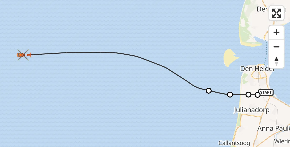 Vluchtroute Kustwachthelikopter Vliegveld De Kooy - , 26 september 2024, 07:03
