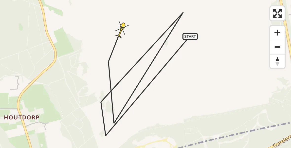 Routekaart van de vlucht: Politiehelikopter naar Ermelo, Paleisweg