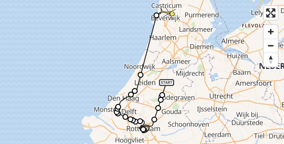 Routekaart van de vlucht: Politieheli naar Heemskerk, Dijkslootpad