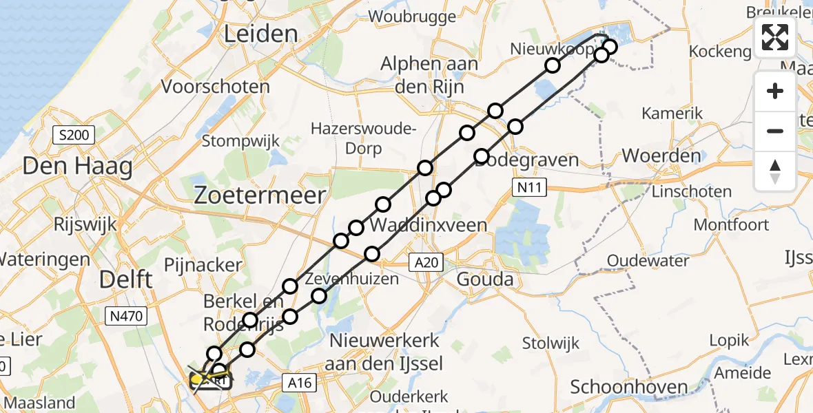 Routekaart van de vlucht: Lifeliner 2 naar Rotterdam The Hague Airport, Meesloot