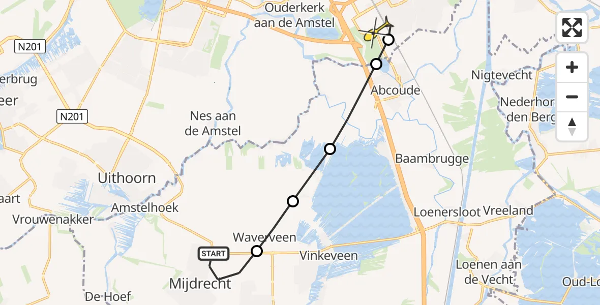 Routekaart van de vlucht: Lifeliner 1 naar Academisch Medisch Centrum (AMC), Industrieweg