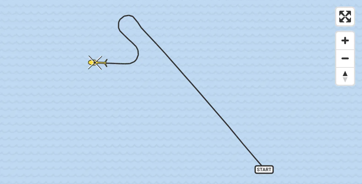 Routekaart van de vlucht: Kustwachthelikopter naar 