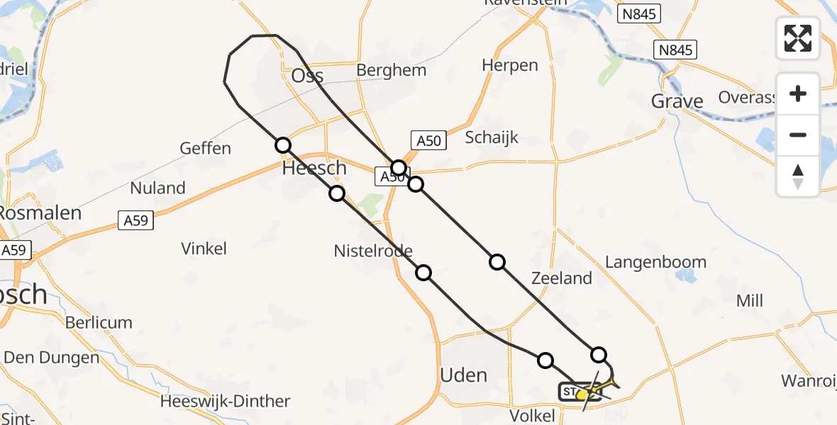 Routekaart van de vlucht: Lifeliner 3 naar Vliegbasis Volkel, Jagersveld