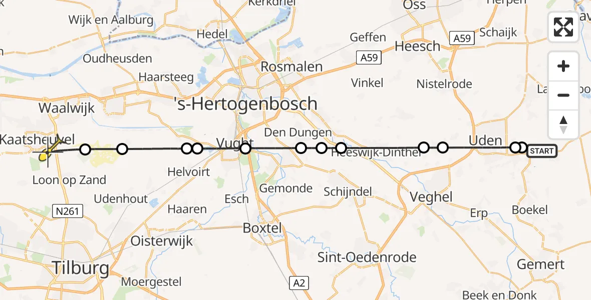 Routekaart van de vlucht: Lifeliner 3 naar Kaatsheuvel, Venstraat