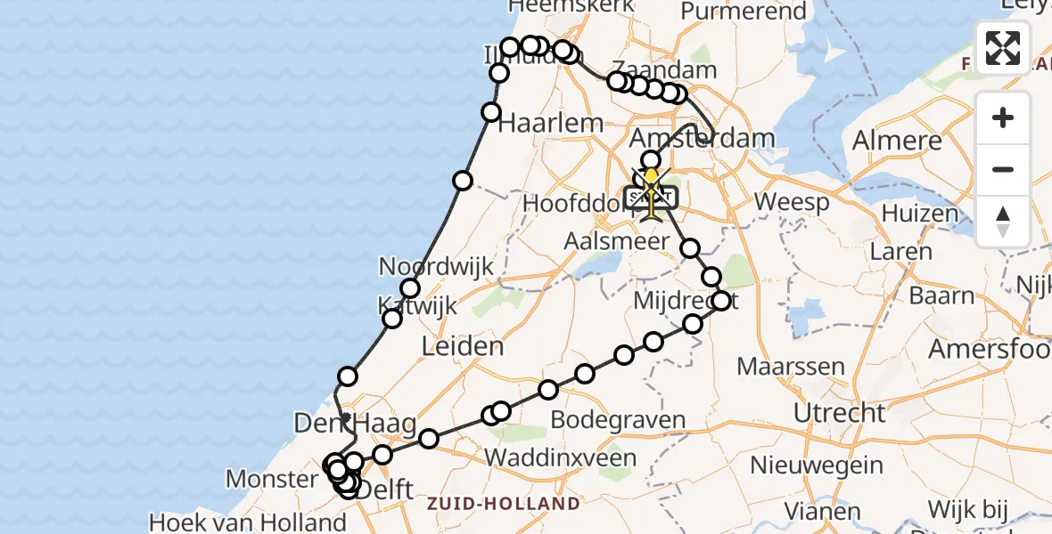 Routekaart van de vlucht: Politieheli naar Schiphol, Loevesteinse Randweg