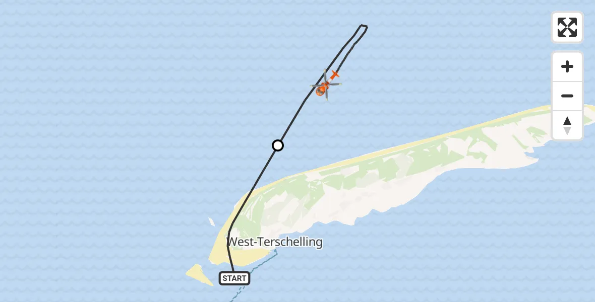 Vluchtroute Kustwachthelikopter West-Terschelling - , 26 september 2024, 17:21