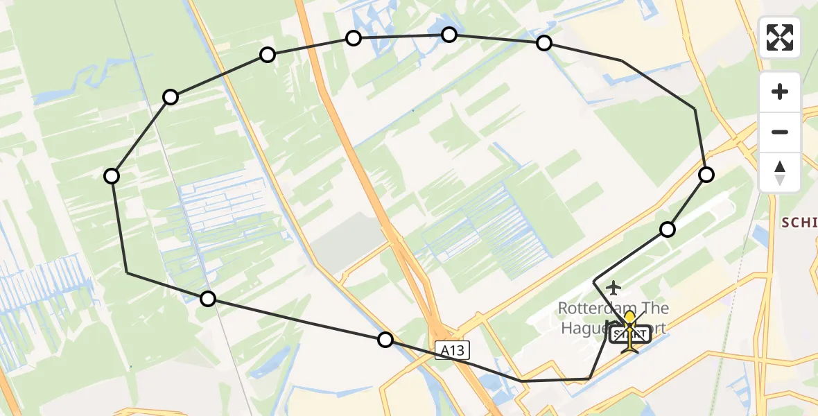 Routekaart van de vlucht: Lifeliner 2 naar Rotterdam The Hague Airport, Rotterdam Airportbaan