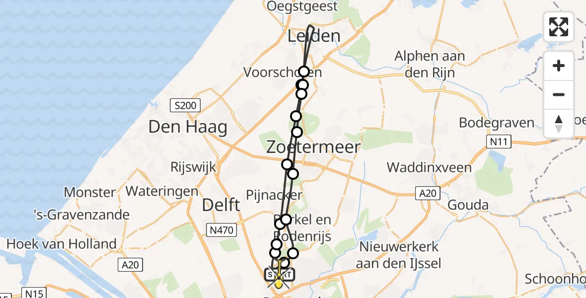 Routekaart van de vlucht: Lifeliner 2 naar Rotterdam The Hague Airport, Schieveense polder