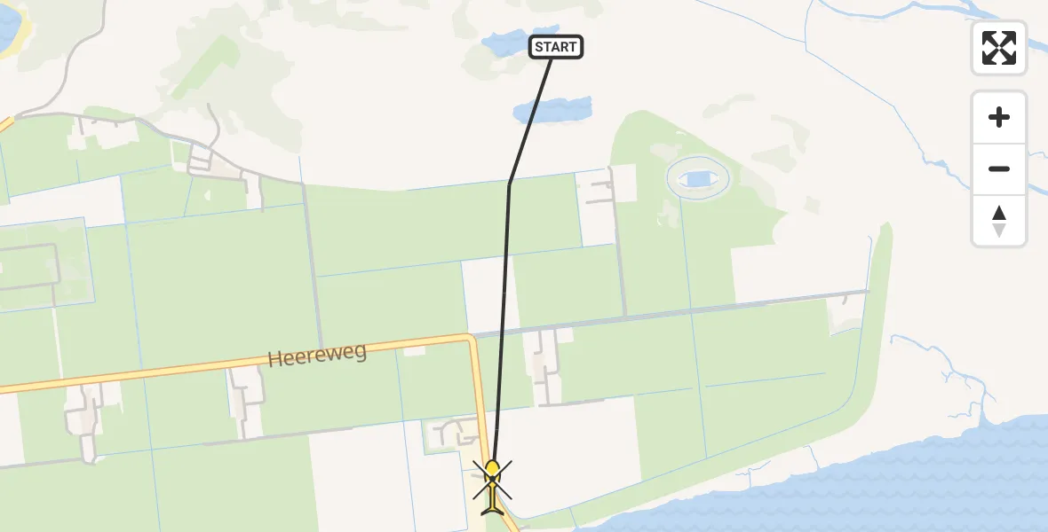 Routekaart van de vlucht: Kustwachthelikopter naar Schiermonnikoog, Veerweg