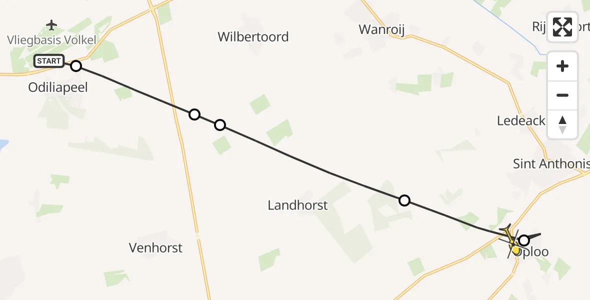 Routekaart van de vlucht: Lifeliner 3 naar Oploo, Beukenlaan