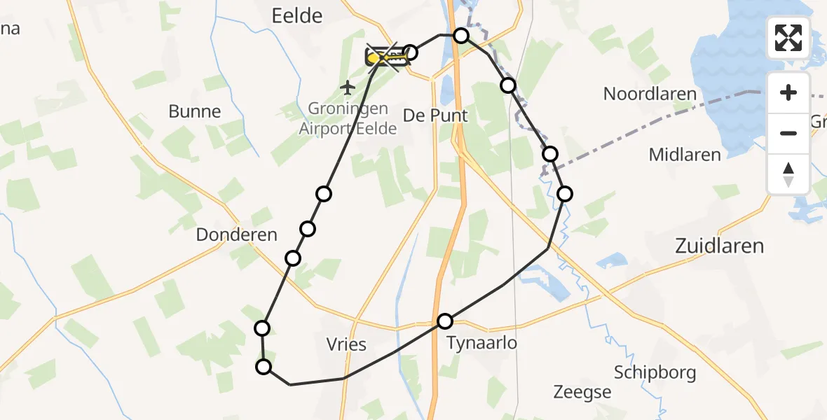 Routekaart van de vlucht: Lifeliner 4 naar Groningen Airport Eelde, Moespot