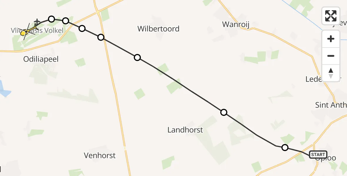 Routekaart van de vlucht: Lifeliner 3 naar Vliegbasis Volkel, Peelkant