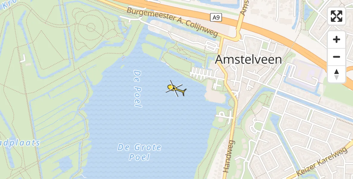 Routekaart van de vlucht: Politiehelikopter naar Amstelveen