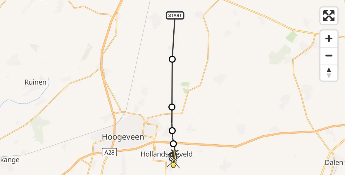 Routekaart van de vlucht: Lifeliner 4 naar Hollandscheveld, Drijbersche Es