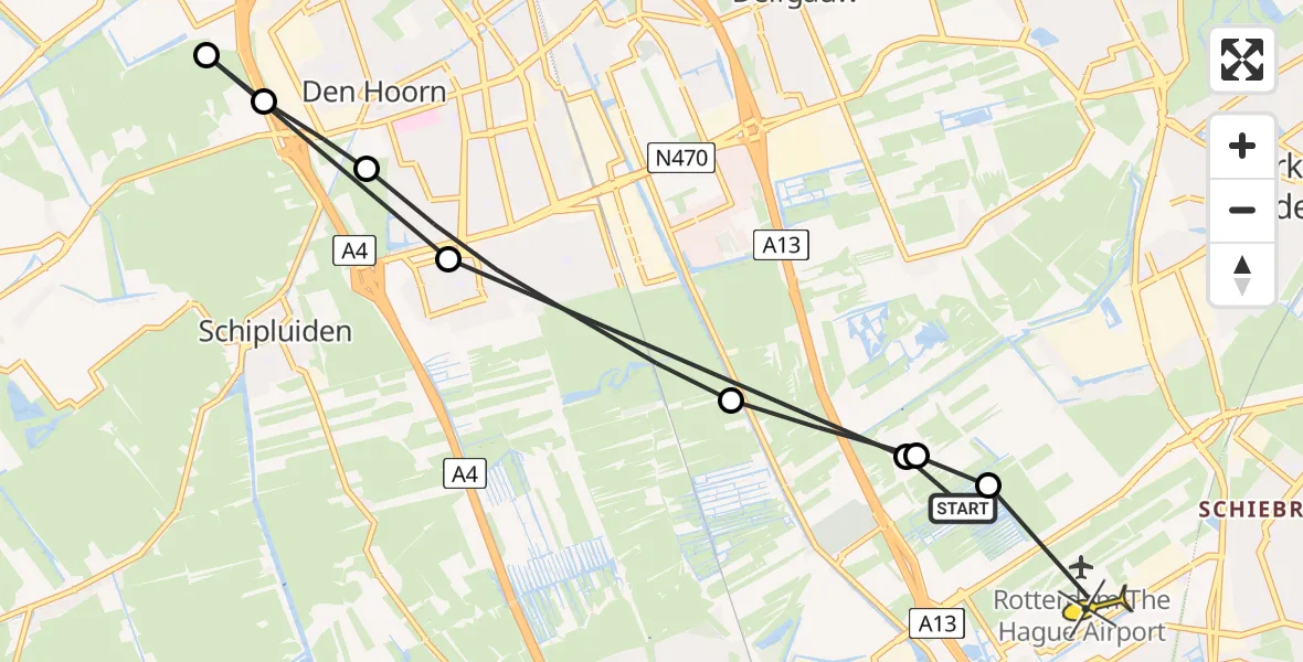 Routekaart van de vlucht: Lifeliner 2 naar Rotterdam The Hague Airport, Oliver Tambopad