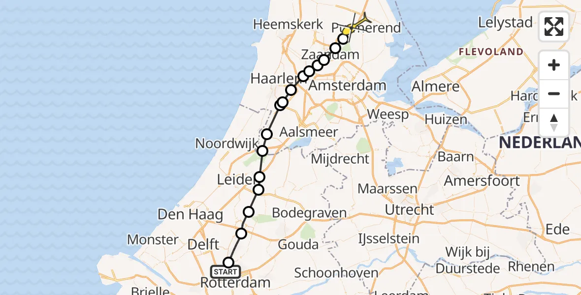 Routekaart van de vlucht: Lifeliner 2 naar Wijdewormer, Munnikdijkweg