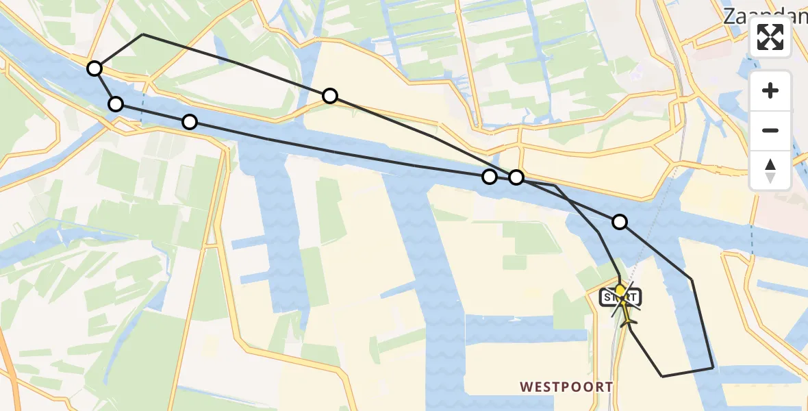 Routekaart van de vlucht: Lifeliner 1 naar Amsterdam Heliport, Daalderweg