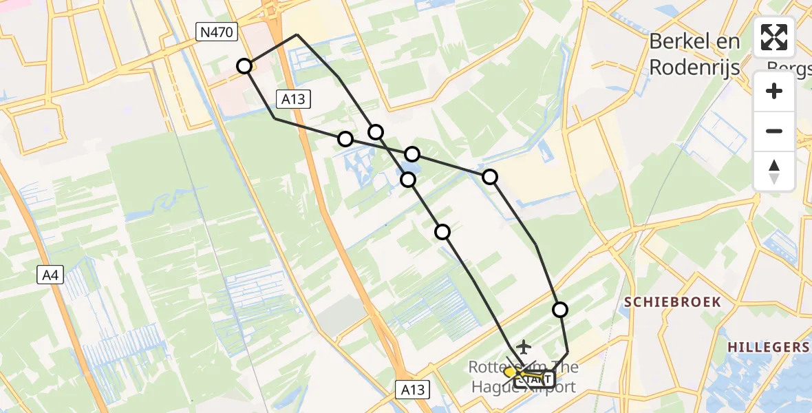 Routekaart van de vlucht: Lifeliner 2 naar Rotterdam The Hague Airport, Melariumpad