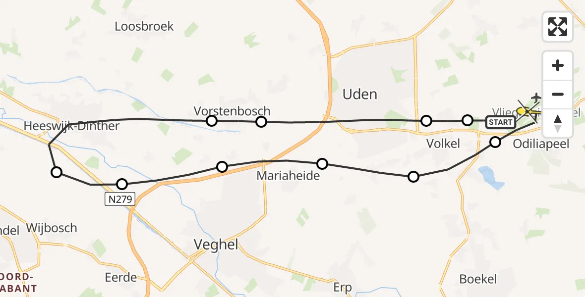 Routekaart van de vlucht: Lifeliner 3 naar Vliegbasis Volkel, Venstraat