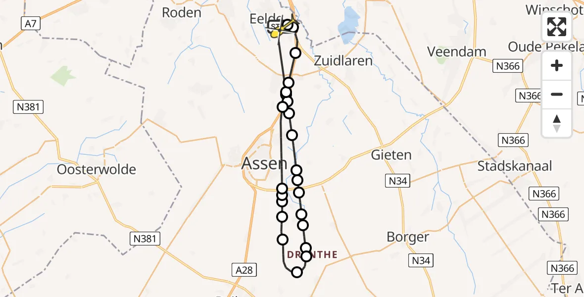 Routekaart van de vlucht: Lifeliner 4 naar Groningen Airport Eelde, Moespot