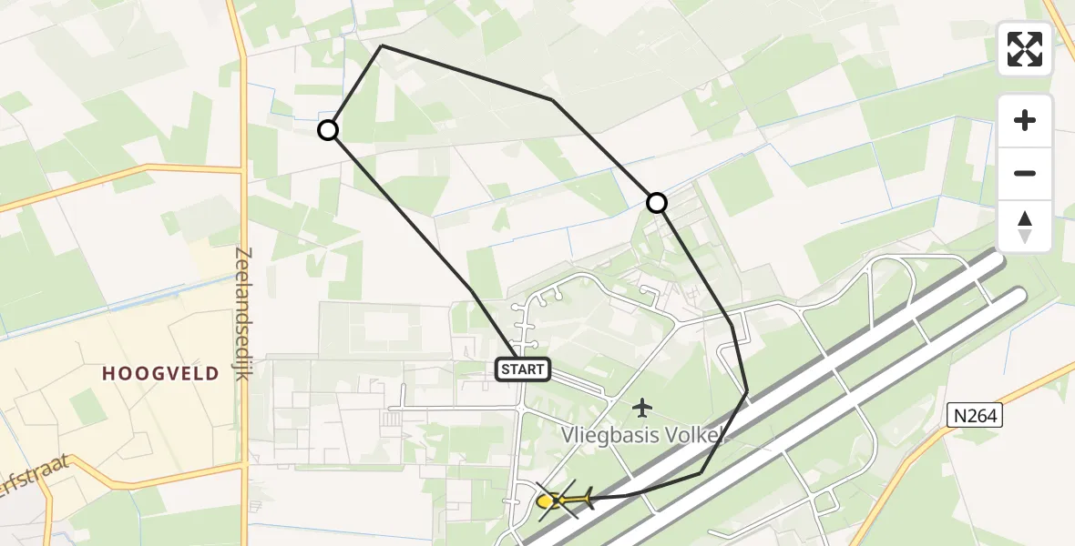 Routekaart van de vlucht: Lifeliner 3 naar Vliegbasis Volkel, Millsebaan