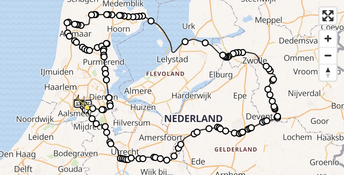 Vluchtroute Politiehelikopter van Schiphol naar Schiphol