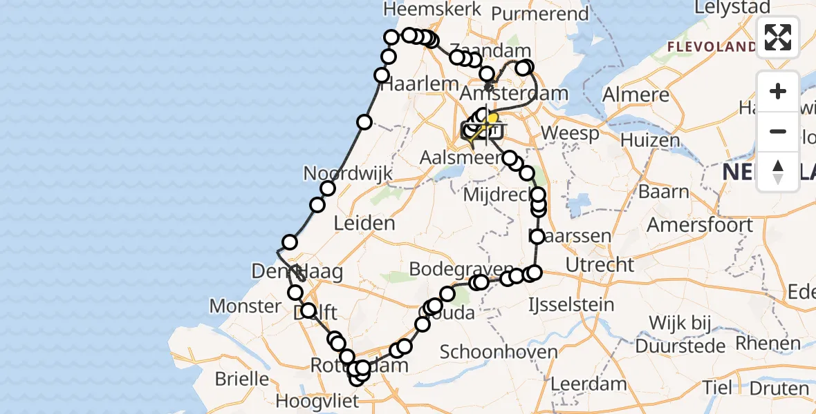 Routekaart van de vlucht: Politieheli naar Schiphol, Loevesteinse Randweg