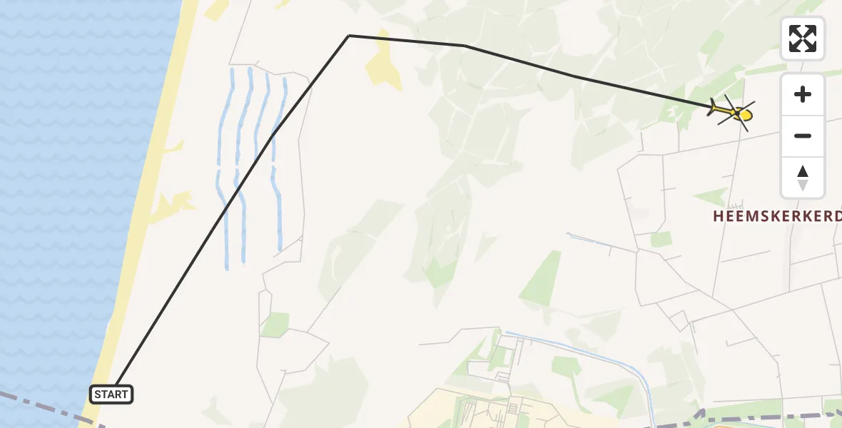 Routekaart van de vlucht: Politiehelikopter naar Heemskerk, Van Oldenborghweg