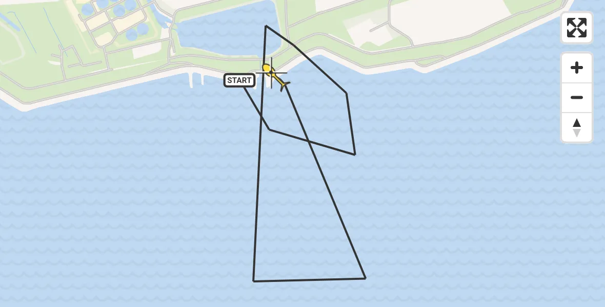Routekaart van de vlucht: Kustwachthelikopter naar Ritthem, Spuikom