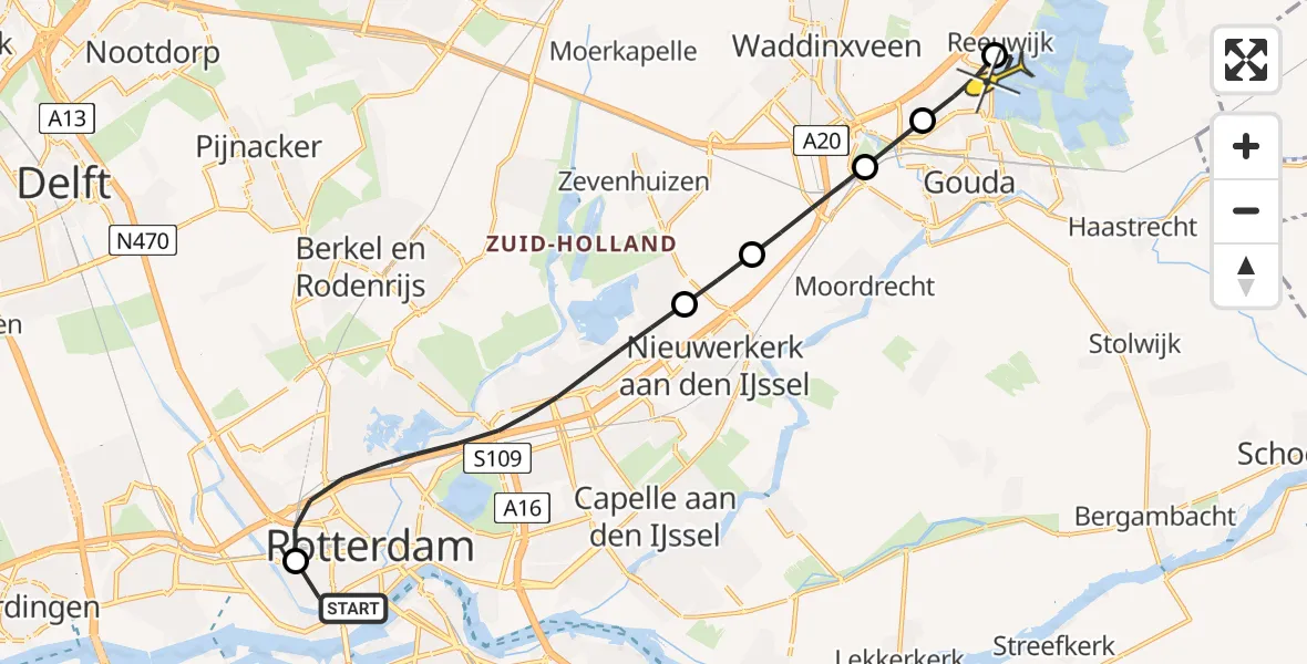 Routekaart van de vlucht: Lifeliner 2 naar Reeuwijk, Lieve Verschuierstraat