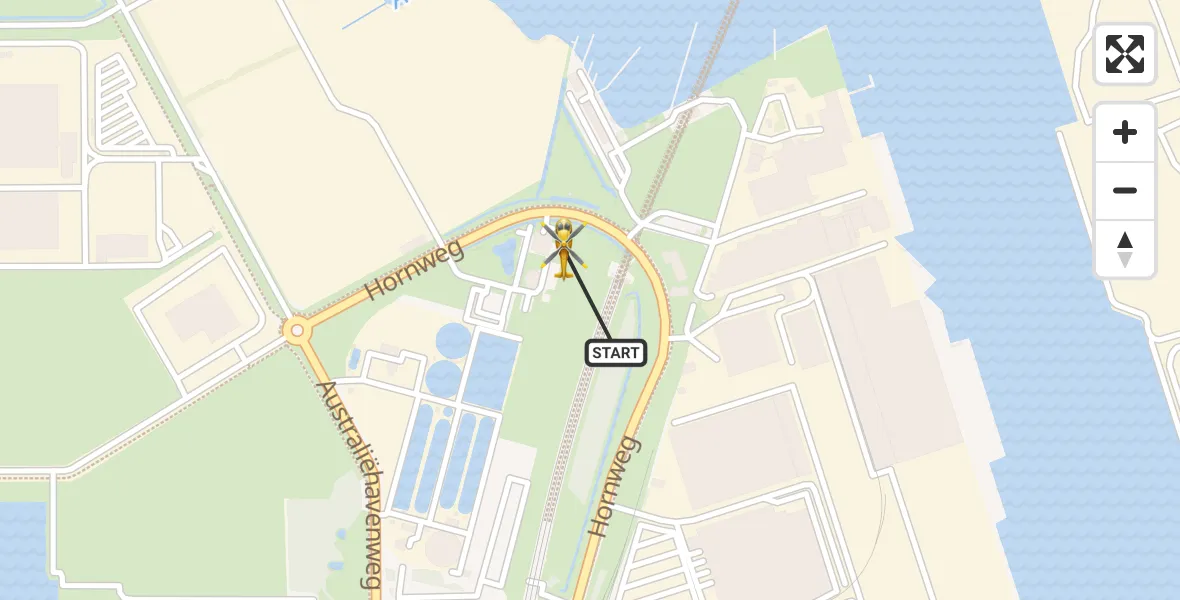 Vluchtroute Traumahelikopter van Amsterdam Heliport naar Amsterdam Heliport