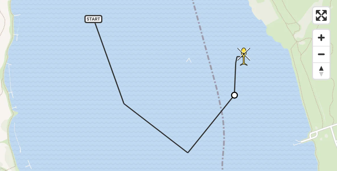 Routekaart van de vlucht: Kustwachthelikopter naar Kamperland, Oost-westweg