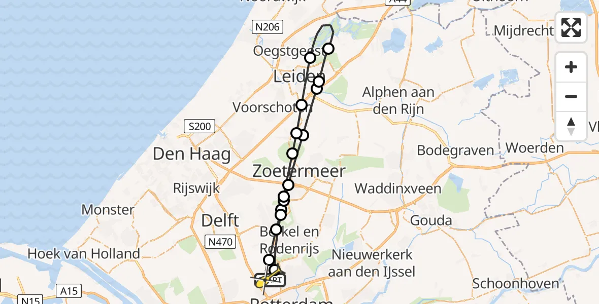 Routekaart van de vlucht: Lifeliner 2 naar Rotterdam The Hague Airport, Nobelsingel