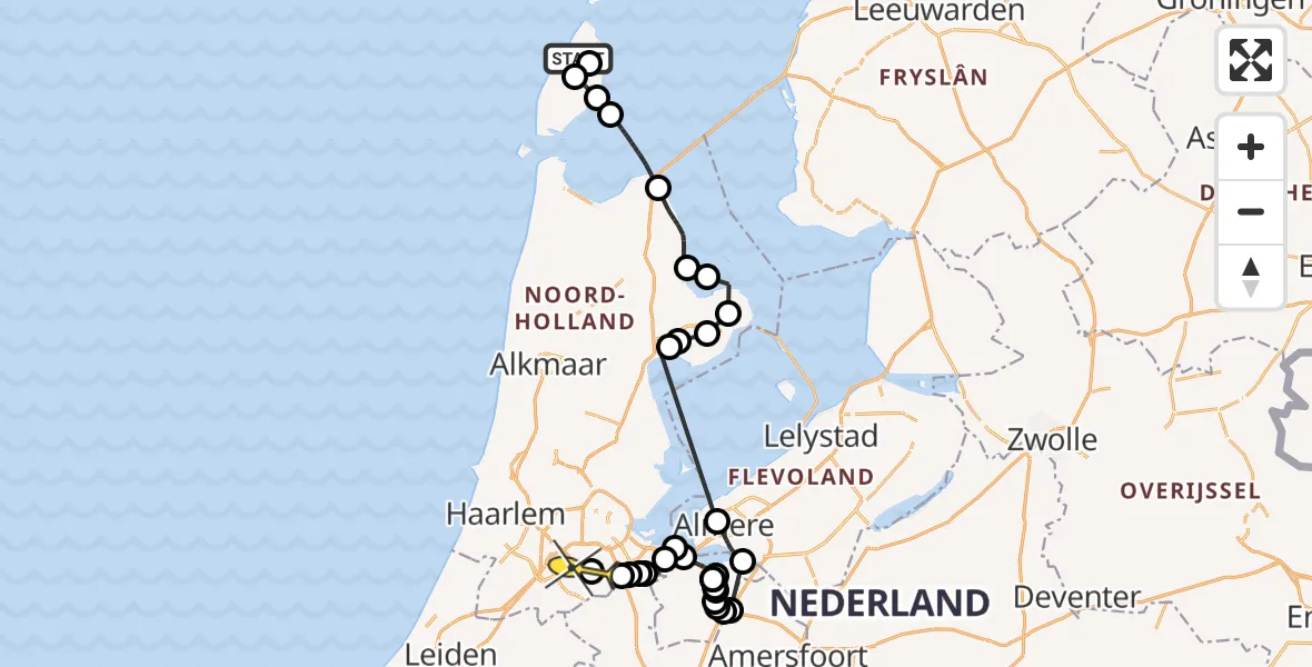 Routekaart van de vlucht: Politieheli naar Amstelveen, Slufterweg