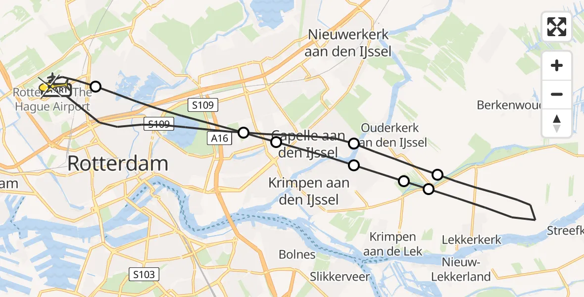 Routekaart van de vlucht: Lifeliner 2 naar Rotterdam The Hague Airport, Woensdrechtstraat