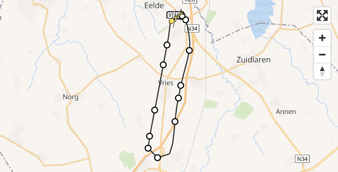 Routekaart van de vlucht: Lifeliner 4 naar Groningen Airport Eelde, Moespot