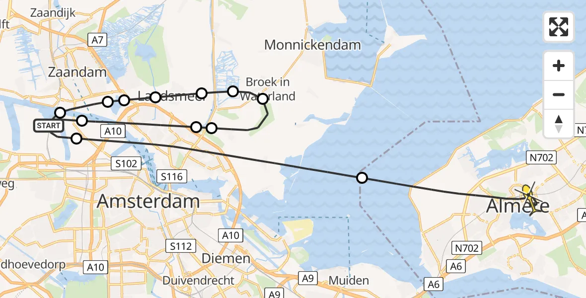 Routekaart van de vlucht: Lifeliner 1 naar Almere, Dukdalfweg