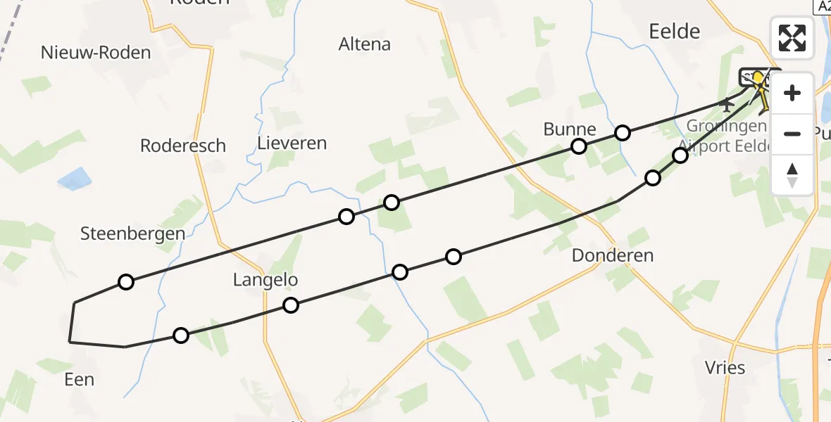 Routekaart van de vlucht: Lifeliner 4 naar Groningen Airport Eelde, Lugtenbergerweg