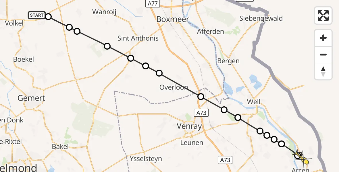 Routekaart van de vlucht: Lifeliner 3 naar Arcen, Nieuwedijk