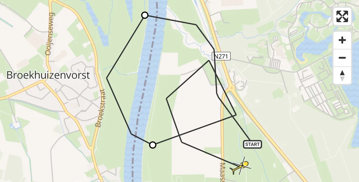 Routekaart van de vlucht: Lifeliner 3 naar Arcen, Benedenloop Rode Beek