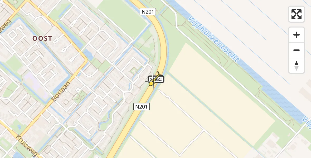 Routekaart van de vlucht: Lifeliner 1 naar Hoofddorp, Meermanstraat