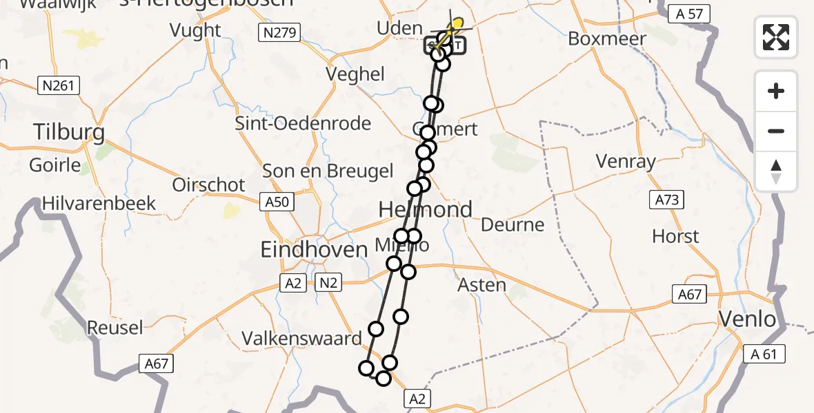 Routekaart van de vlucht: Lifeliner 3 naar Vliegbasis Volkel, Noordkantsche Loop