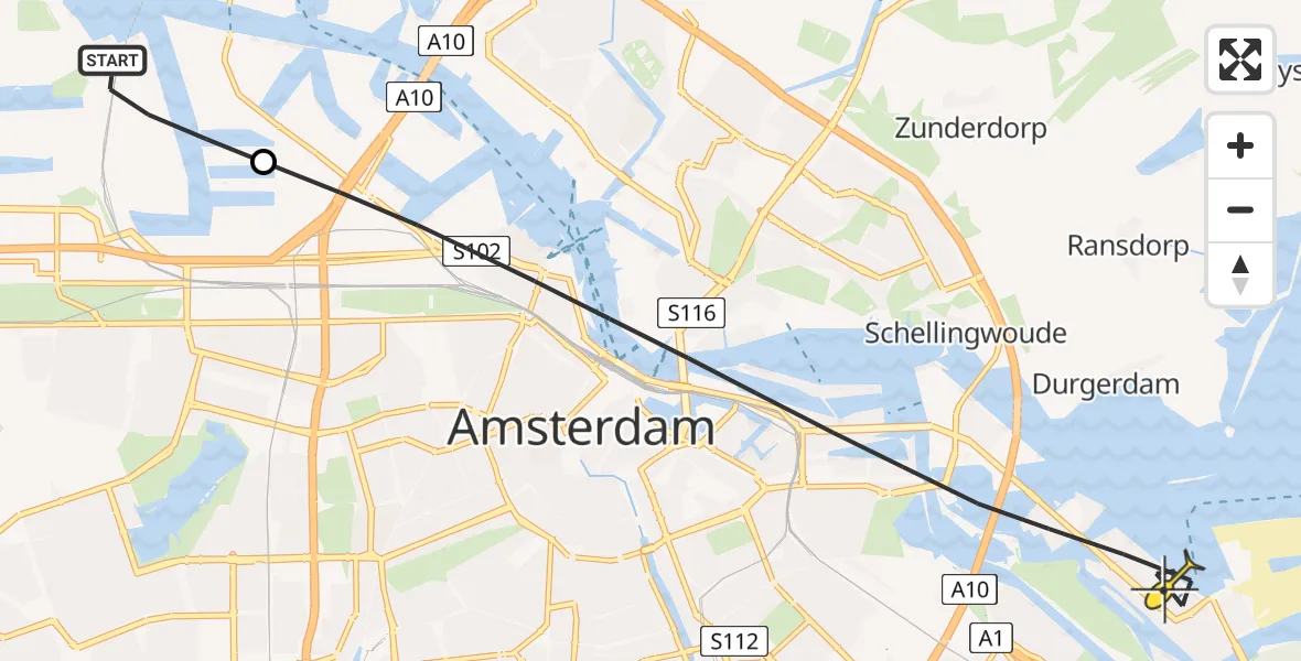 Routekaart van de vlucht: Lifeliner 1 naar Amsterdam, Maltaweg