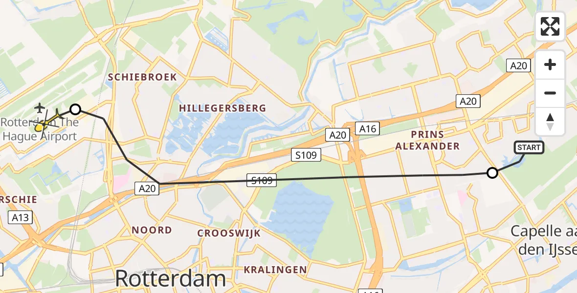 Routekaart van de vlucht: Lifeliner 2 naar Rotterdam The Hague Airport, Kieldreef