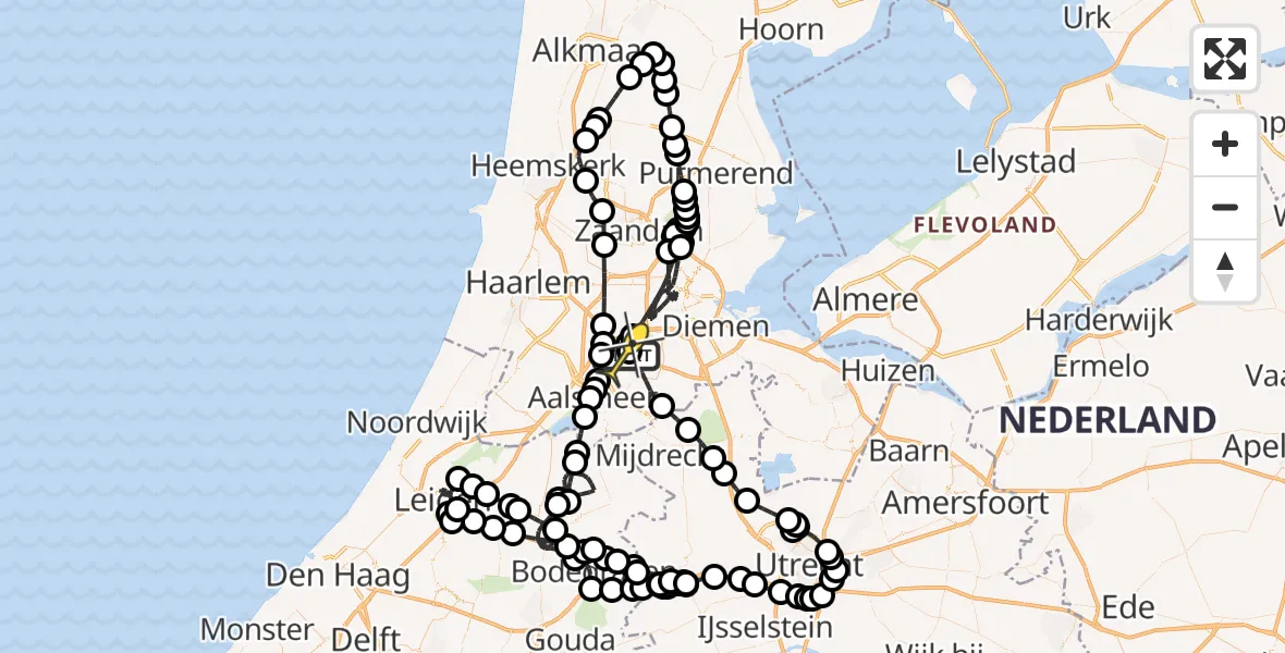 Routekaart van de vlucht: Politieheli naar Schiphol, Loevesteinse Randweg