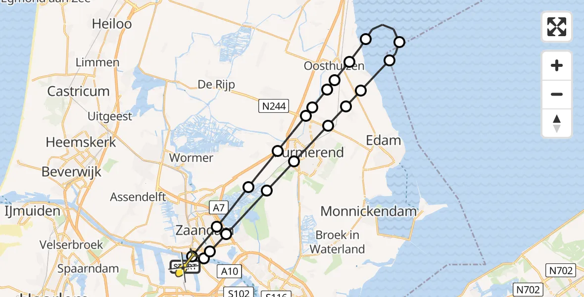 Routekaart van de vlucht: Lifeliner 1 naar Amsterdam Heliport, Lipariweg